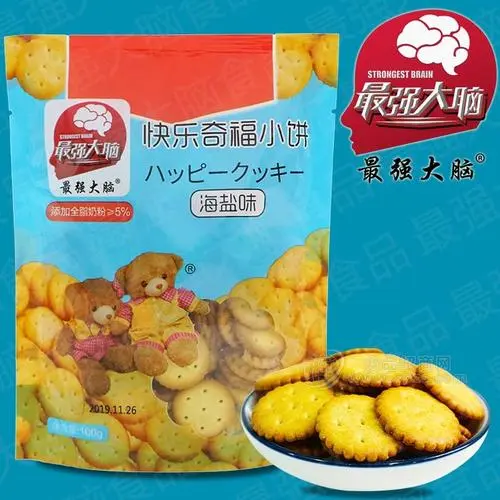 最強(qiáng)大腦快樂奇福小餅韌性餅干海鹽味100g